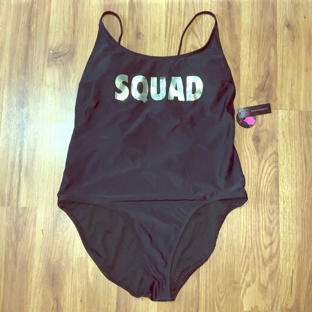 No Boundaries Black ‘Squad’ One Piece SwimSuit NWT